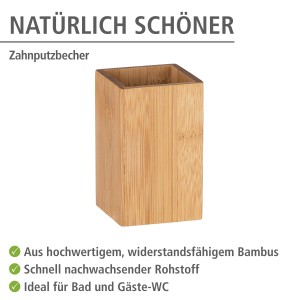 WENKO Zahnbürstenhalter Padua aus Bambus für Bad & Gäste-WC.