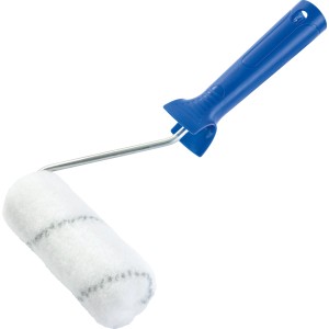 LUX PRO Farbroller Lacke, grau, Ø 5,5 cm x 10 cm, mit blauem Griff. Ideal für lösemittelhaltige Lacke.