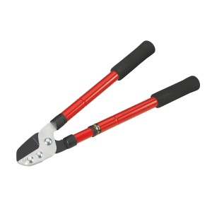LUX Astschere Amboss, 51 cm, teleskopierbar, mit roten Griffen und schwarzem Griffschutz.