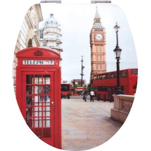 baliv WC-Sitz Demali mit London-Motiv: MDF-Holzkern, Absenkautomatik für leises Schließen.