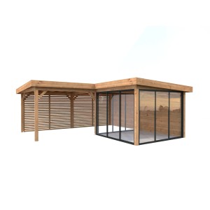 Palmako Pavillon Lenna Set 411 Slide Braun Tauchgrundiert 588 cm x 588 cm FSC®