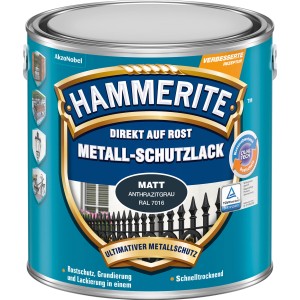 Dose Hammerite Metall-Schutzlack, Anthrazitgrau Matt, 2,5l. Rostschutz, Grundierung und Lack in einem.