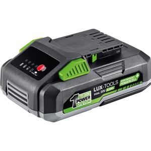 LUX-TOOLS Akku AK-20/4.0, 20 V, 4 Ah für 1 PowerSystem Geräte. Akku für Elektrowerkzeuge in Grau und Grün.