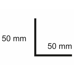 Sarei Winkelprofil 50/50 HG1, Aluminiumprofil im Querschnitt mit Maßangaben.