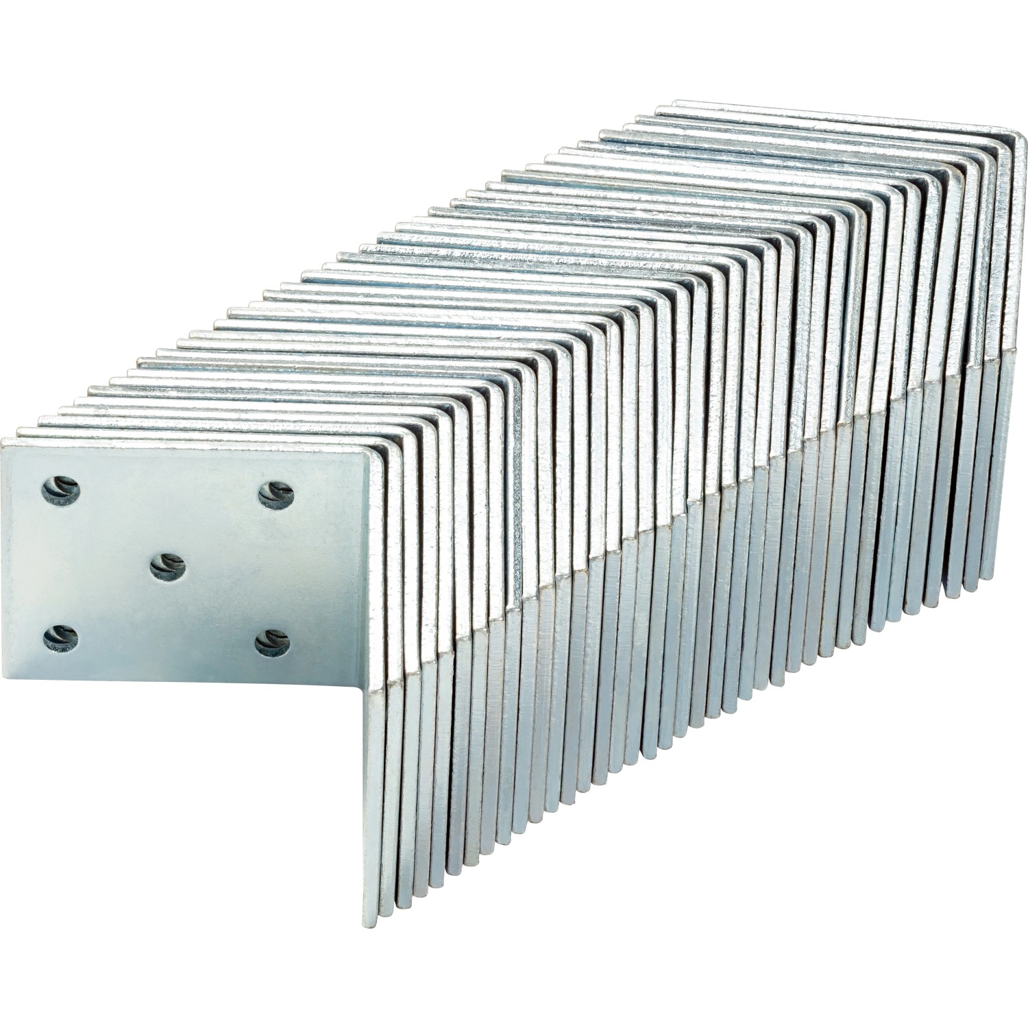 Set aus 40 Edelstahl Winkelverbindern, 50x50x40 mm, für Holzkonstruktionen im Innenbereich.