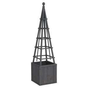 Anthrazit-graues Rankgitter MCW Q18 mit Pflanzkasten aus Holz, 168x40x40cm.