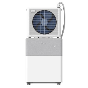 Midea PortaSplit Cool, mobile Split-Klimaanlage in Weißgrau. Klimagerät mit Außenteil, ohne feste Installation.