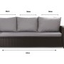 Graues 3-Sitzer Gartensofa mit Kissen Setgarden Mix-Techno für Polyrattan Möbel, 160x50x50 cm.