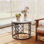 okwish Couchtisch mit 2er-Set Satztische Wohnzimmer 70x 70x 45cm Weiß Schwarz_10