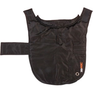 Schwarzer Heim RAC Hunderegenmantel, Größe M, mit Klettverschluss und Fleece-Futter.
