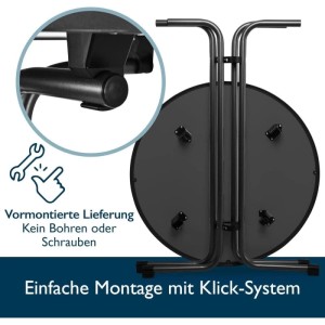 Beautissu Bellini Stehtisch, Ø70cm, schwarz, mit Klappmechanismus und einfacher Klick-Montage.
