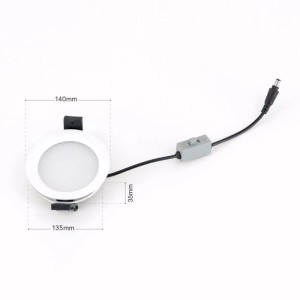 Weißer Orion LED Einbaustrahler, dimmbar, CCT, IP44, Ø 14 cm, 35mm flach, mit Kabel und Schalter.