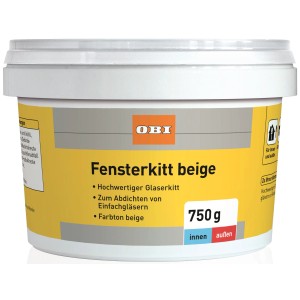 Eimer OBI Fensterkitt Beige, 750g, zum Abdichten von Einfachgläsern.