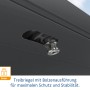 Detailaufnahme: Bolzenverschluss der EcoStar Gartenbox Elegant, anthrazitgrau, für sichere Aufbewahrung.