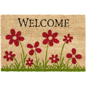 Astra Türmatte Coco Style mit Blumenwiese und "Welcome" Schriftzug, 40x60 cm.