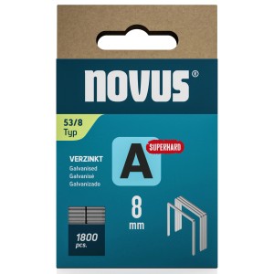 Novus Feindrahtklammern A 53, 8 mm, 1800 Stück, superhart, verzinkt für Tacker.