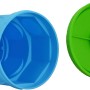 Blaue Betondose 60 mm x 111 mm mit grünem Schraubdeckel für Elektroinstallation.