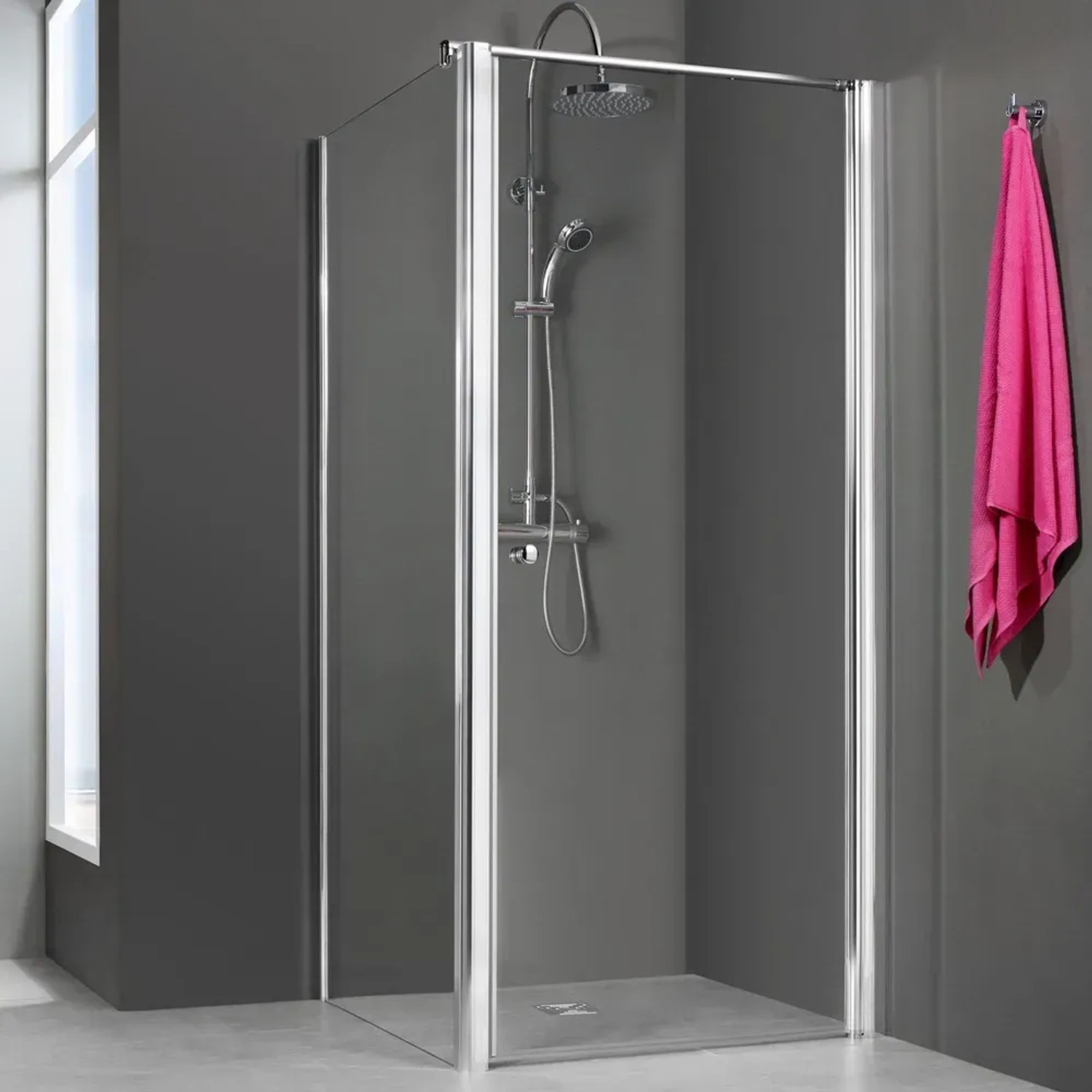 Breuer Elana Seitenwand, 75 cm, Weiß, Klarglas für Dreh- und Pendeltür. Duschwand im Badezimmer.