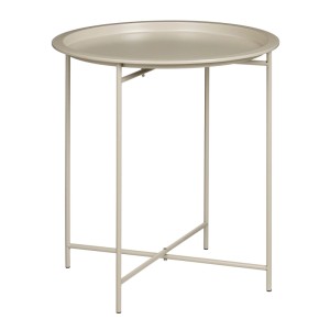Beiger runder Mica Decorations Plaza Beistelltisch aus robustem Eisen, Ø 47x50 cm. Modernes, minimalistisches Design.