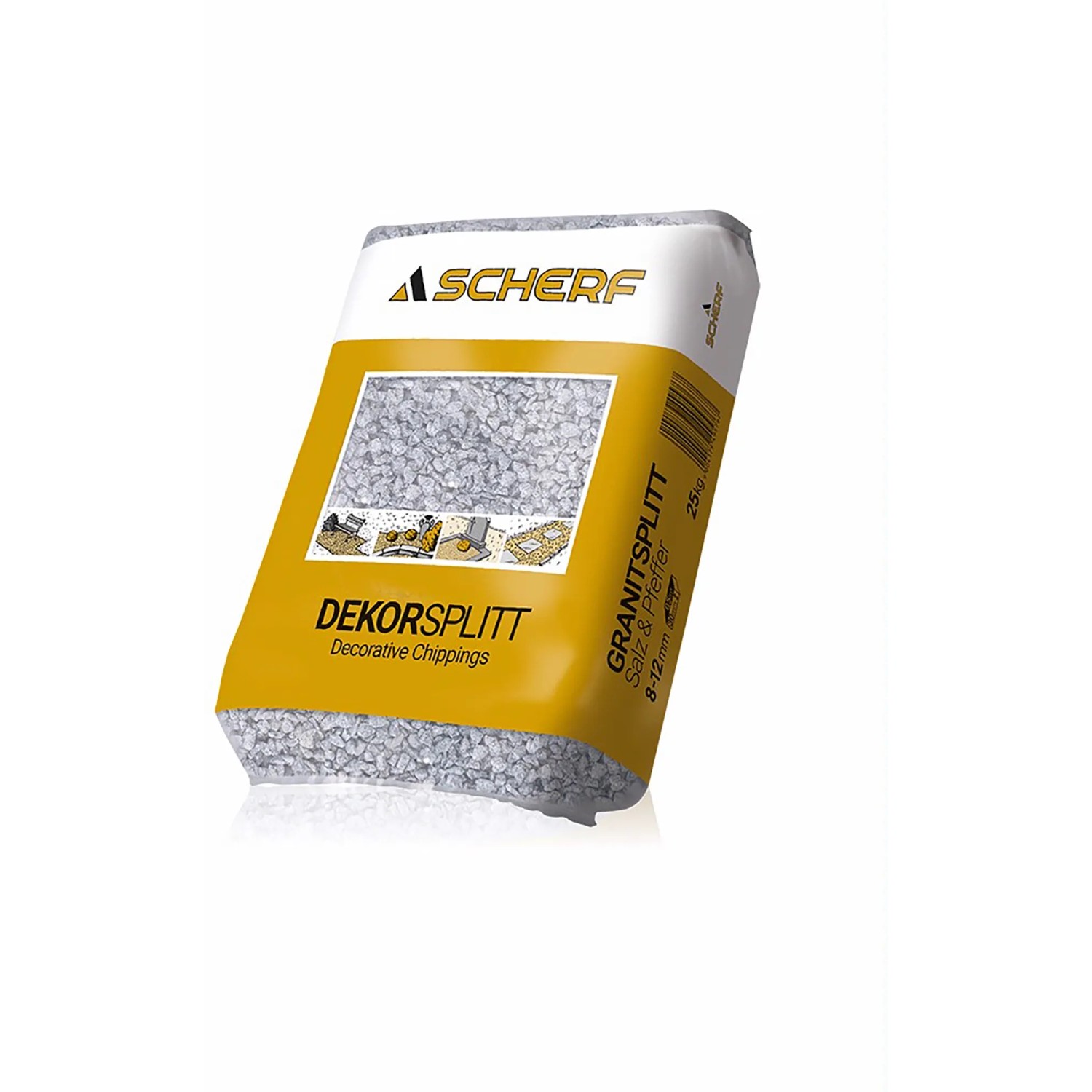 Sack Granitsplitt Salz-Pfeffer, 8-12mm, 25kg. Zierkies für Garten- und Landschaftsbau.