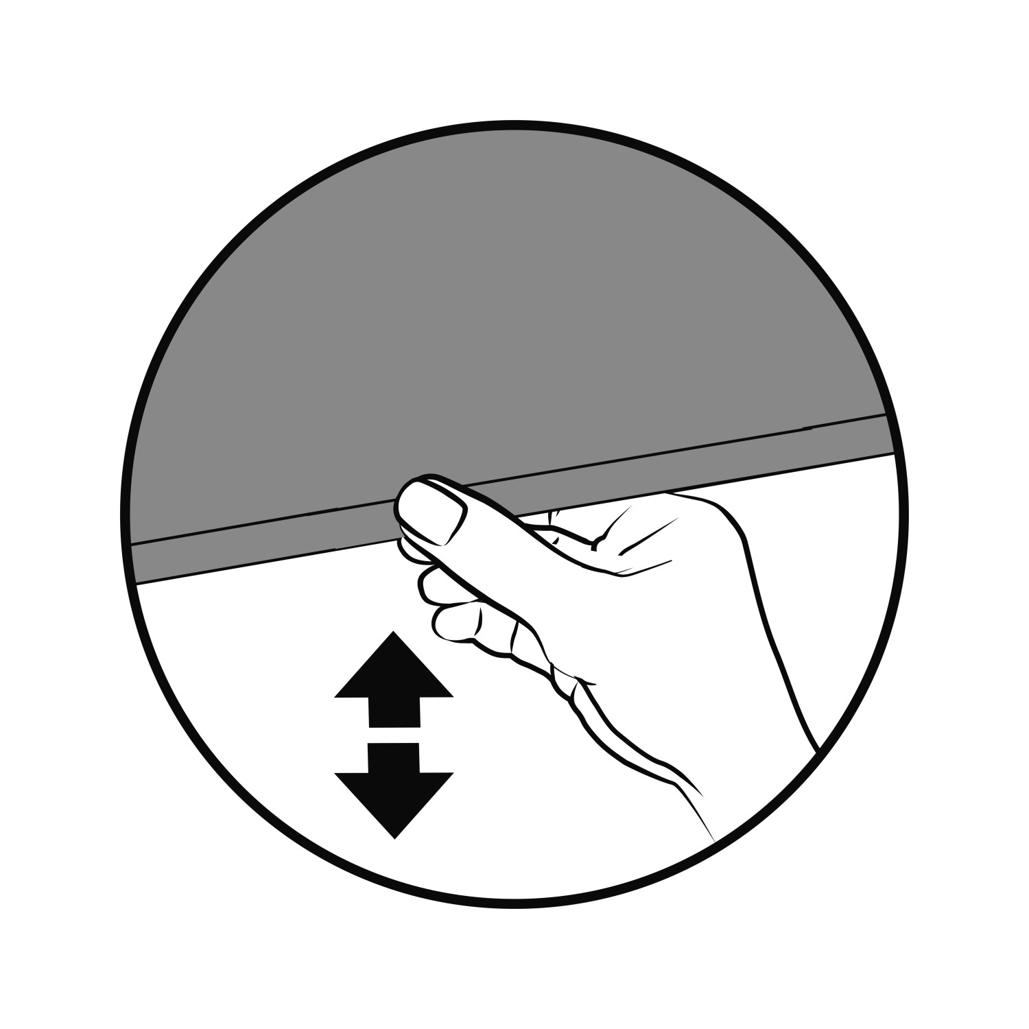 Bedienung des Gardinia Comfort Move Rollos durch Verschieben der unteren Schiene.