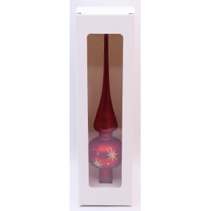 Vitbis Glas-Weihnachtsbaumspitze 6 cm Dekor Rot-Matt