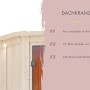 Karibu Sauna Anina 2: Detailansicht des Dachkranzes mit LED-Strahlern aus Fichte.