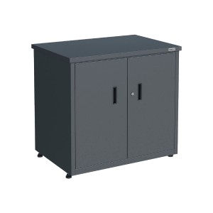 Weka Metall-Terrassenschrank Gary 1, anthrazitfarbener Gartenschrank mit zwei Türen und Einlegeboden.