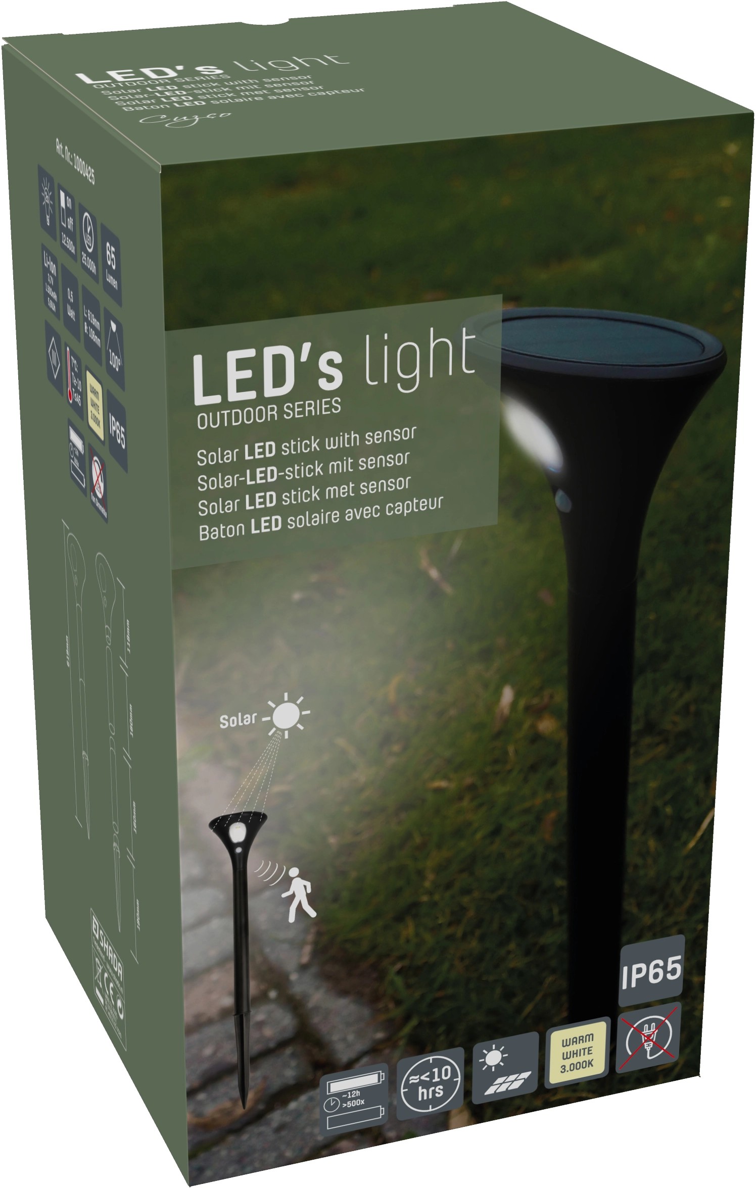 Solarleuchte Cusco mit Erdspieß 65 lm 3000 K IP65 Sensor Schwarz kaufen