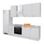 Weiße Flex-Well Classic Küchenzeile Wito 280 cm mit E-Geräten und Spüle.