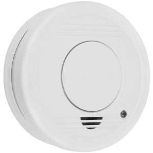 Weißer Smartwares Rauchmelder mit 5-Jahres-Batterie für zuverlässigen Brandschutz.