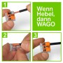 Anwendung der Wago Hebelklemme zum Verbinden von Kabeln, 25er Pack