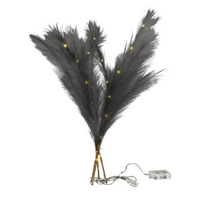 Graues Deko-Gras mit 28 warmweißen LEDs, batteriebetrieben, als Innen-Weihnachtsdeko.