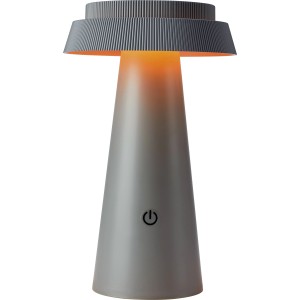 Dunkelgraue Solar-Tischleuchte Nerano, Ø 14x23cm, mit warmweißem Licht und USB-Ladefunktion.