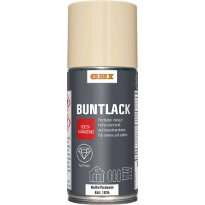 OBI Buntlack Spray RAL 1015 Hellelfenbein, hochglänzend, 150ml Dose.