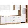 Küchenzeile Kempten 360 cm in Weiß/Wotan Optik ohne E-Geräte. Moderne Einbauküche mit viel Stauraum.