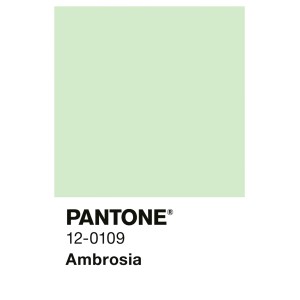Alpina Innenfarbe Pantone Ambrosia 2,5 l: Farbmuster in Pastellgrün für matte Wandfarben.