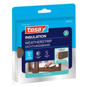tesa® Insulation Dichtungsband I-Profil, braun, 6m, für Tür- und Fensterdichtungen.