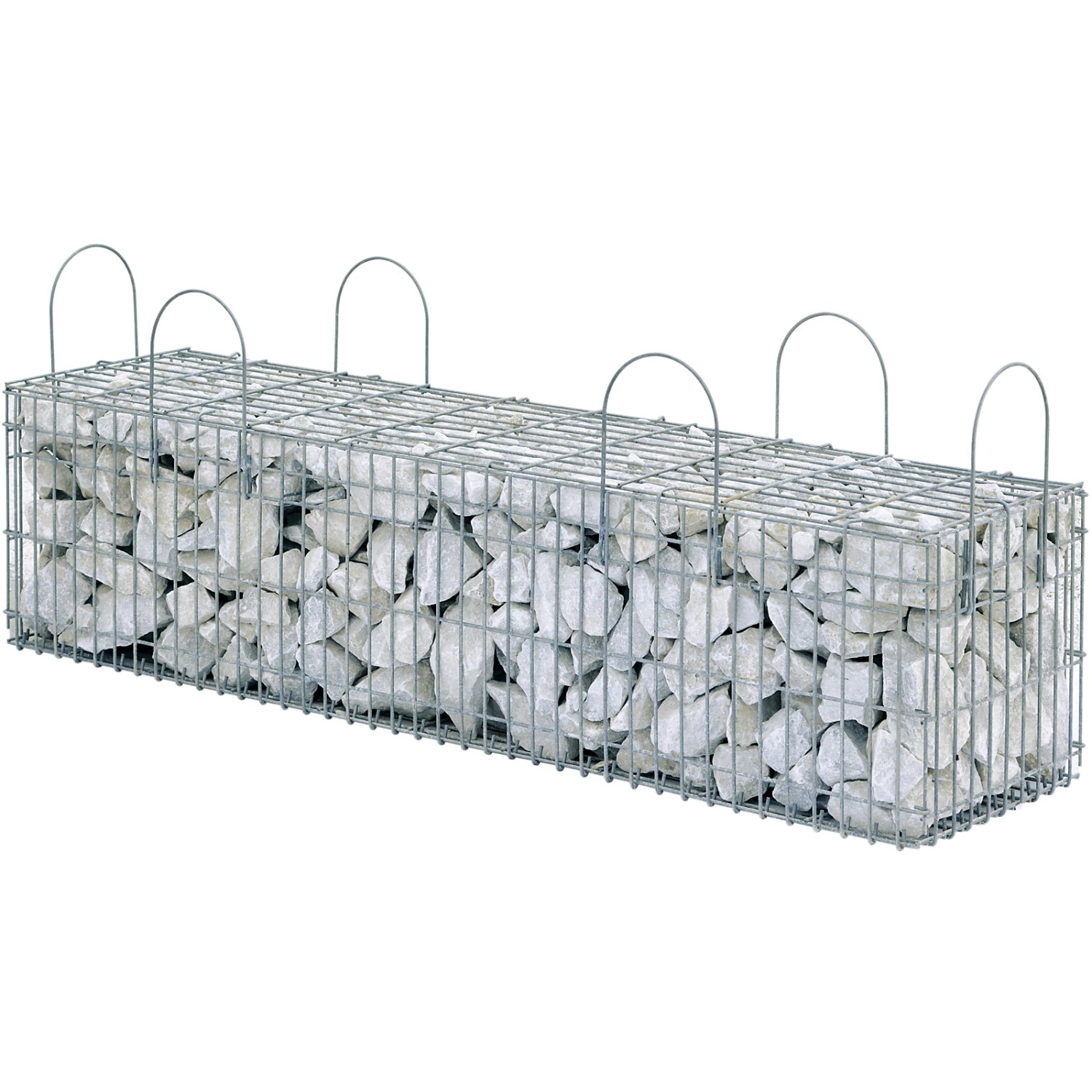 Scherf Fertig-Gabione mit Marmorbruch Wolken-Weiß, 200x50x50 cm, für Garten & Landschaftsbau.