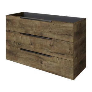 Pelipal Waschbeckenunterschrank Quantum 07, Eiche Ribbeck Quer, 120 cm mit 3 Auszügen.