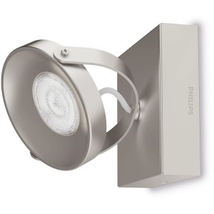 Philips LED-Spot in Chrom matt: Einzelner, schwenkbarer Spot für Wandmontage.