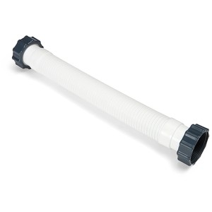 Weißer Verbindungsschlauch mit grauer Verschraubung für Pool Installation, Länge 430 mm.