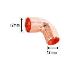 LUX Löt-Winkel, Ø 12 mm, aus Kupfer für Kupferrohre. Lötfitting für dauerhafte Rohrverbindungen.