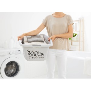 Rotho Wäschekorb Flowers 50 l Cool Grey