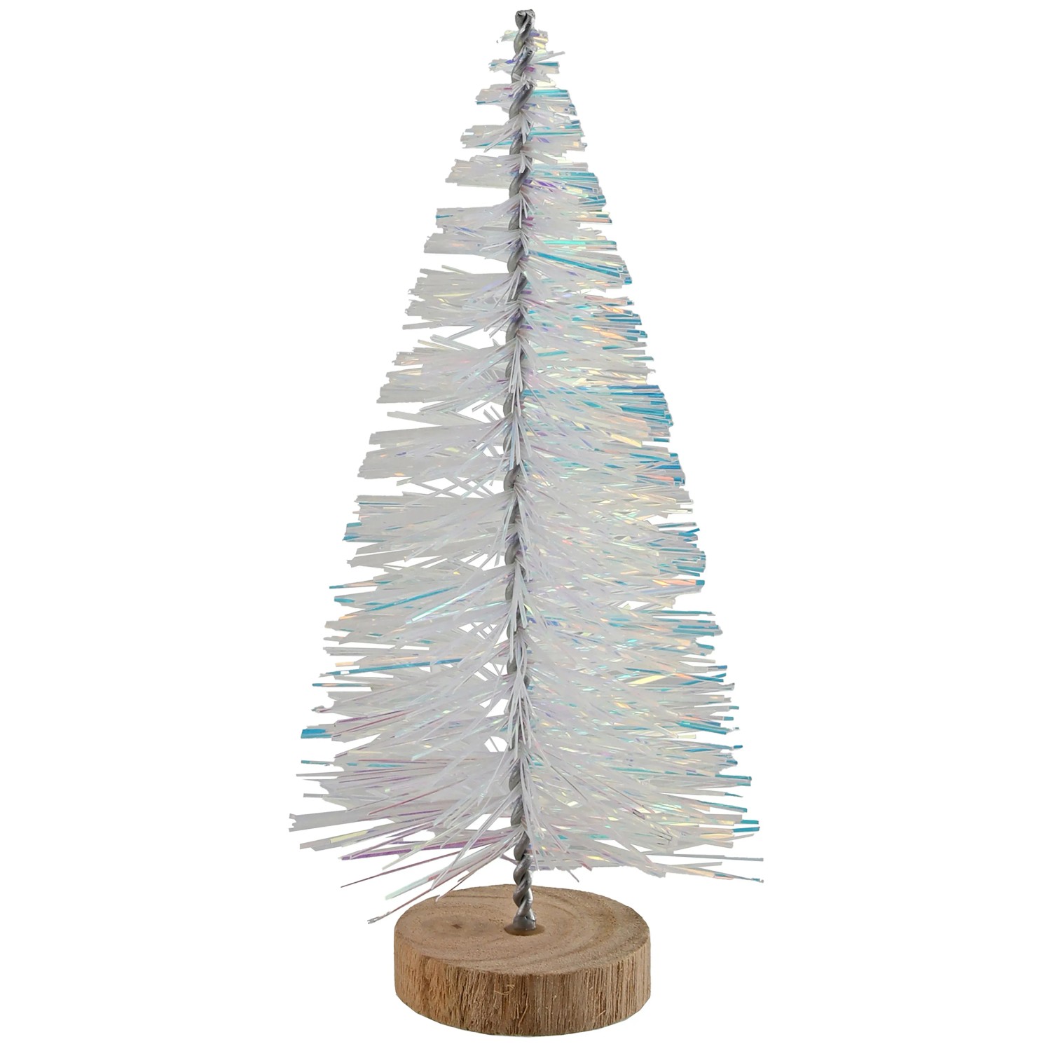 Weihnachts-Deko Baum aus Kunststoff mit Holzfuß Irisierend 15 cm Natur kaufen bei OBI