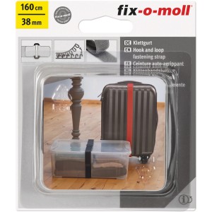 Fix-o-moll Klettgurt mit Öse, 160cm, schwarz. Ideal zum Sichern von Gepäck und Gegenständen.