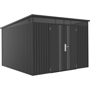 Gerätehaus Firstline Metall Pultdach Anthrazit 7,5 m² Doppeltür