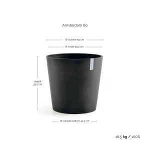Ecopots Pflanztopf Amsterdam Dunkelgrau 60 cm