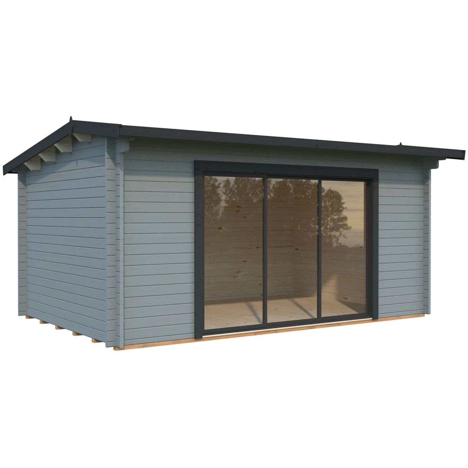 Palmako Gartenhaus Ines Slide Plus 480 x 300 cm Lackiert Hellgrau ...