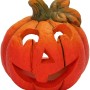 Windlicht Kürbis Orange, 8 cm, aus Keramik für Halloween oder Herbstdeko.